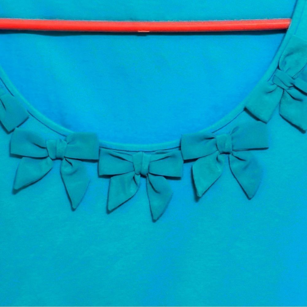 Kate Spade | Women’s Blue Cammy Tank Turquoise Cotton Decorative Bows Top M - Picture 8 of 16